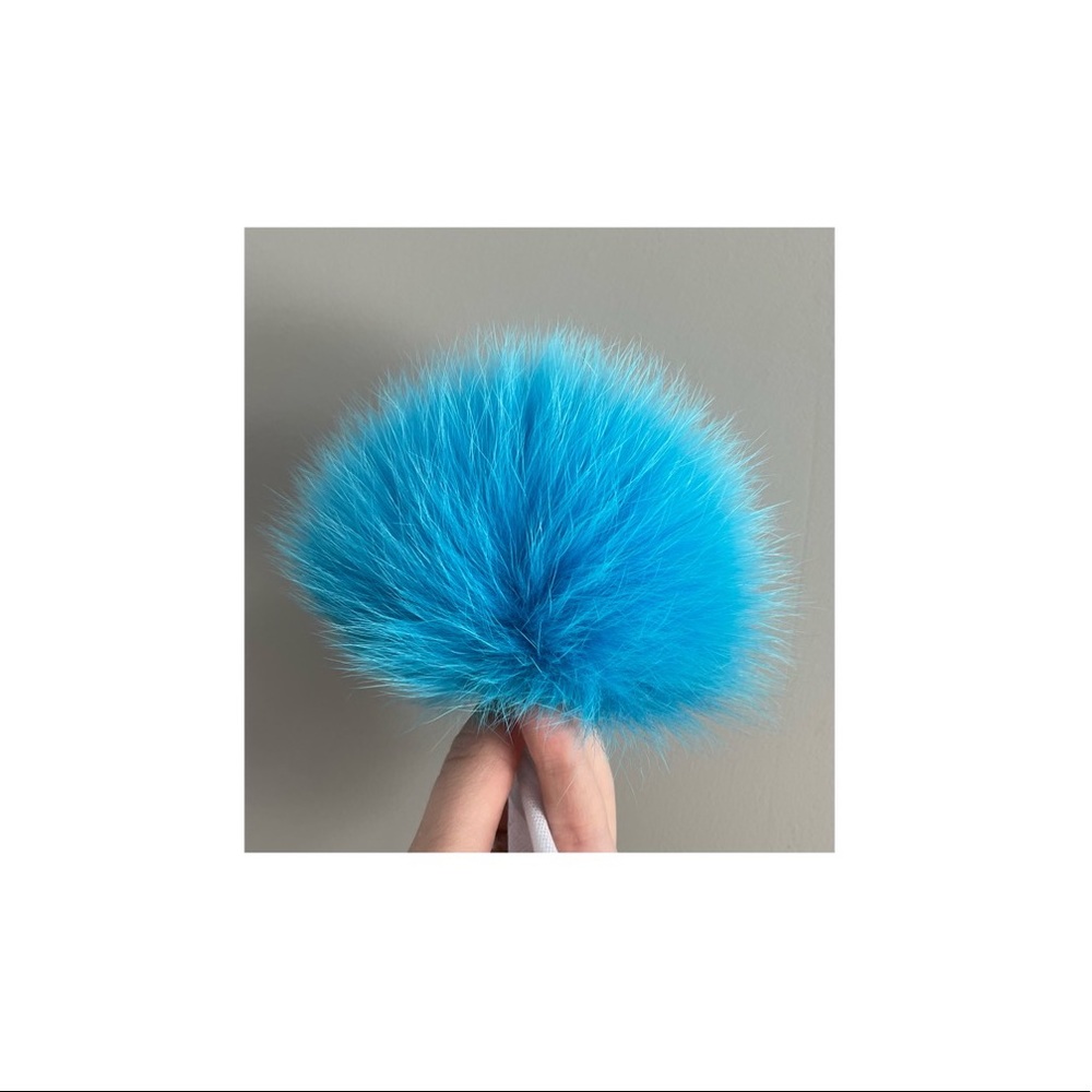Recycled Genuine Fox Fur (Blue) Pompom